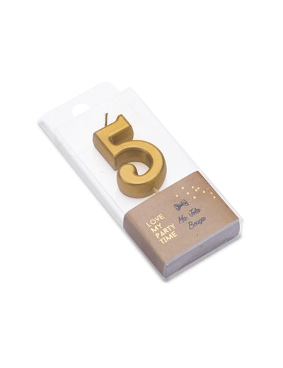 Bougie d'anniversaire chiffre 5 doré métallisé sur pique