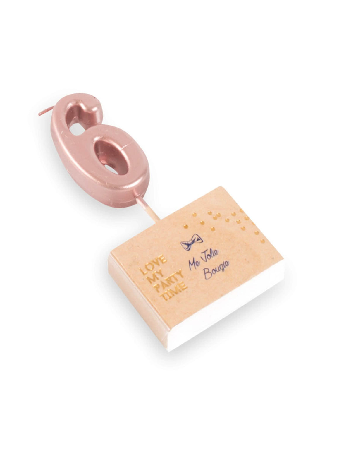 Свещ за рожден ден цифра 6 за парти розово злато с шишче
