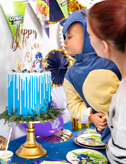 Mise en situation lors d'un anniversaire de la bougie d'anniversaire Sonic Prime