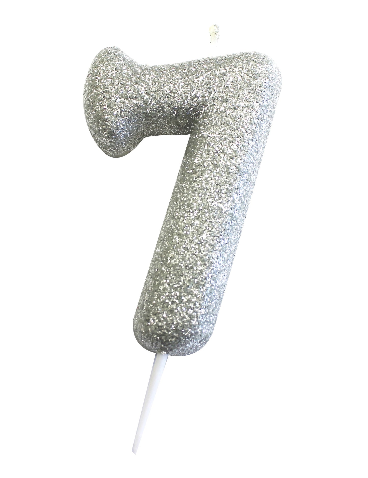 Сребърна блестяща свещ номер 7 на клечка cm за торта