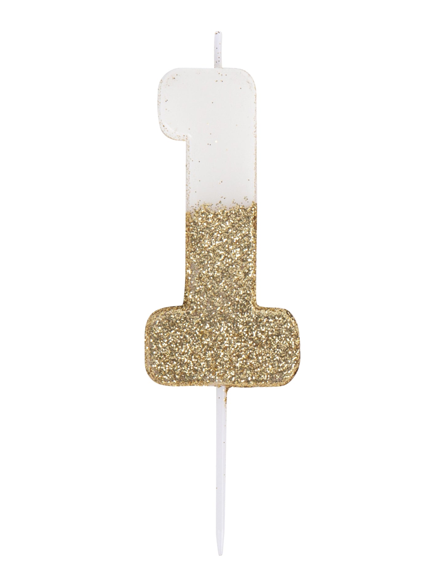 Бяла и златна блестяща свещ номер 7 на клечка cm за рожден ден
