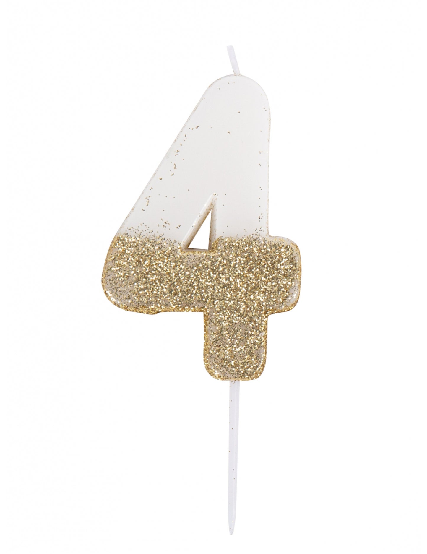 Бяла и златна блестяща свещ номер 7 на клечка cm за рожден ден