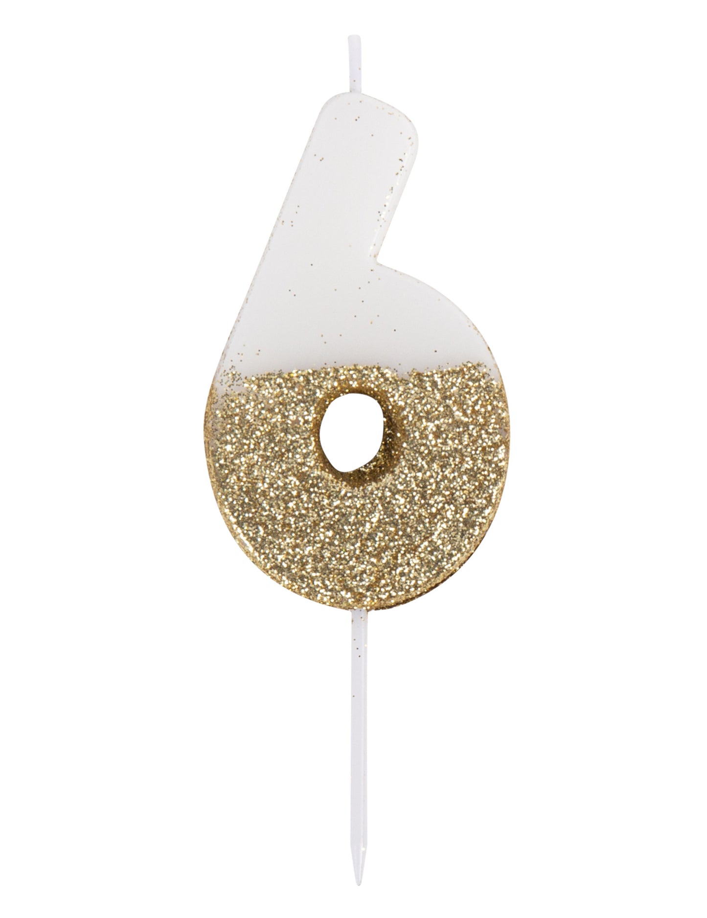 Бяла и златна блестяща свещ номер 7 на клечка cm за рожден ден