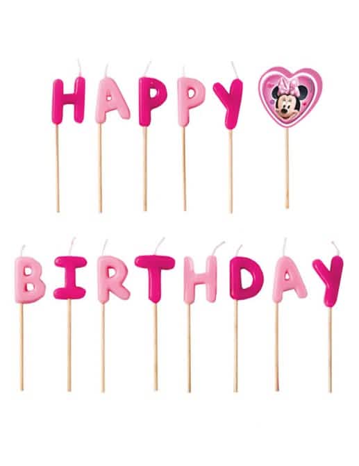 свещи Happy Birthday Minnie за дете розов и fuchsia
