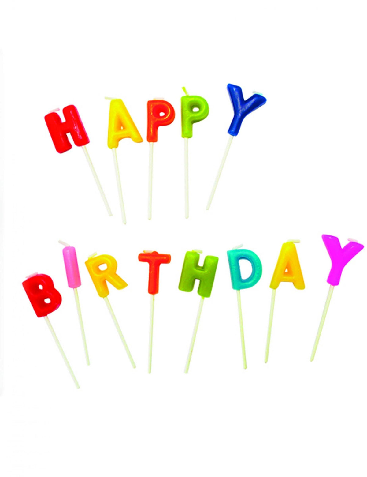 свещи Happy Birthday на шишче многоцветно