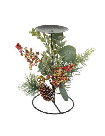 Традиционен и растително-базиран свещник 20 cm Коледни украси