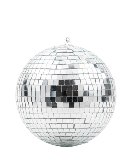 Висяща огледална стъклена диско топка, сребриста, 16 см, подреждаща се, диско декорация