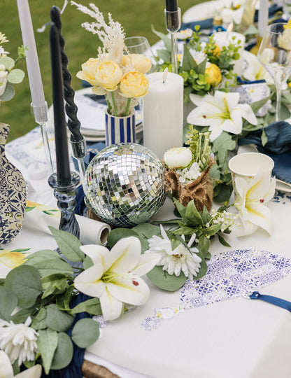 Висяща огледална стъклена диско топка, сребриста, 16 см, подреждаща се, диско декорация