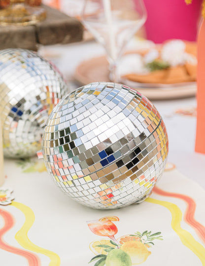 Висяща огледална стъклена диско топка, сребриста, 16 см, подреждаща се, диско декорация