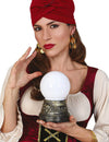 Boule de cristal lumineuse de voyante pour adulte blanche avec socle tête de mort