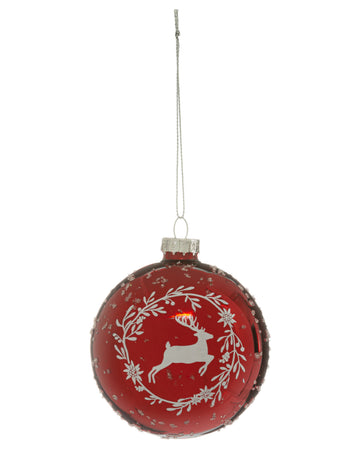 Revne червено червено стъкло Коледа и корона 8 cm