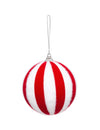 Boule de noël rayée rouge et blanche en fausse fourrure