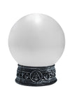 Boule de voyance animée pour décoration blanche avec socle noir sculpté