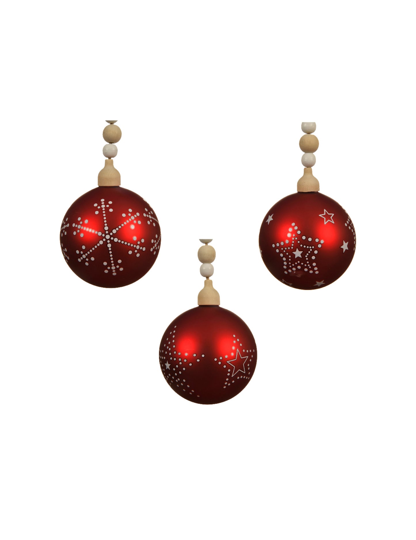 Червена стъклена коледна топка 8 cm - случаен модел 