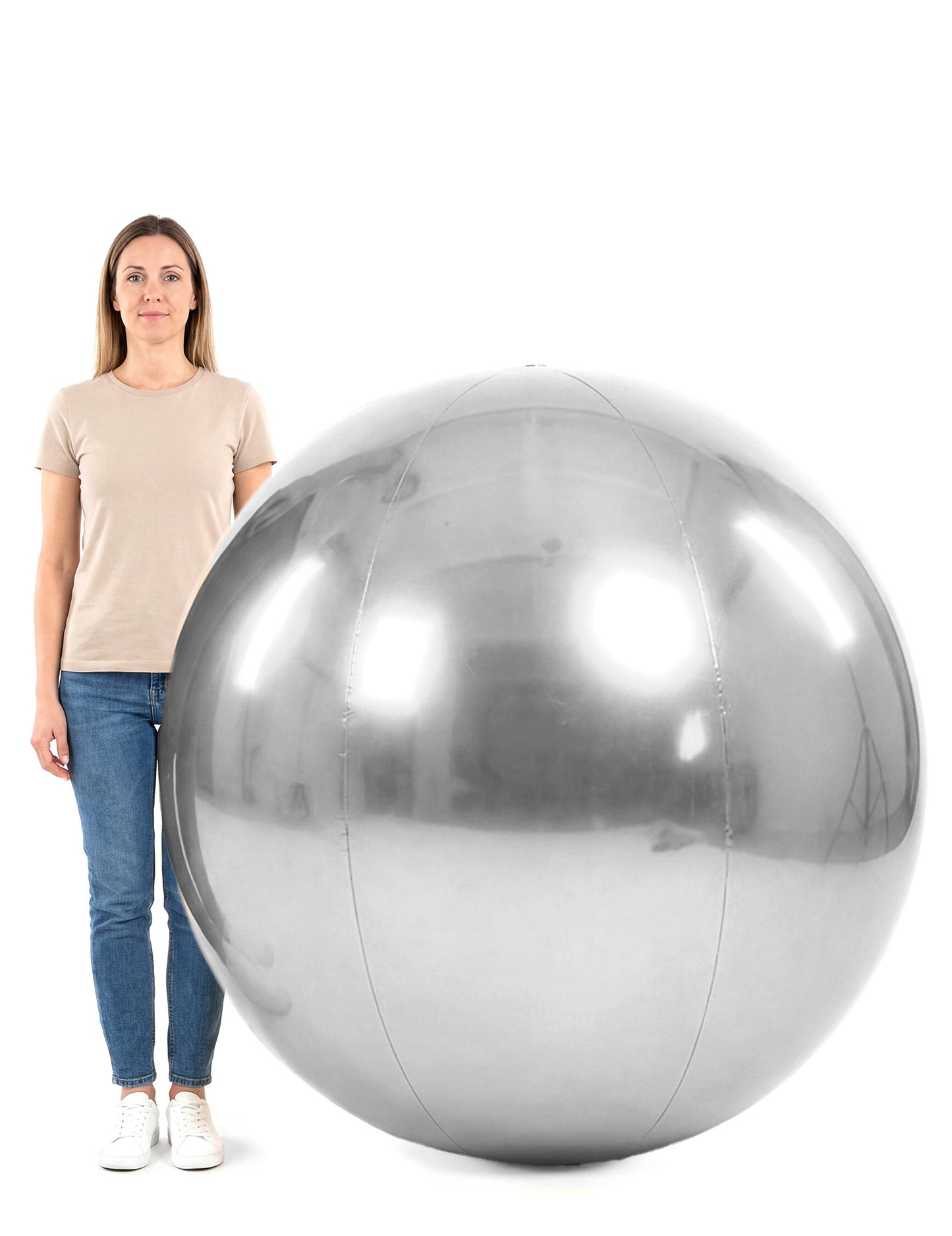 Сребриста надуваема огледална топка 120 cm 