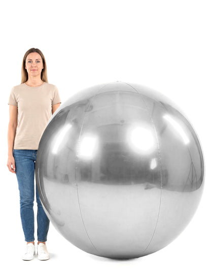 Сребриста надуваема огледална топка 120 cm 