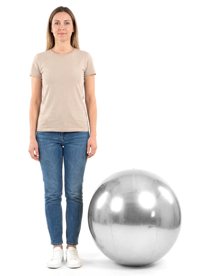 Сребриста надуваема огледална топка 60 cm 