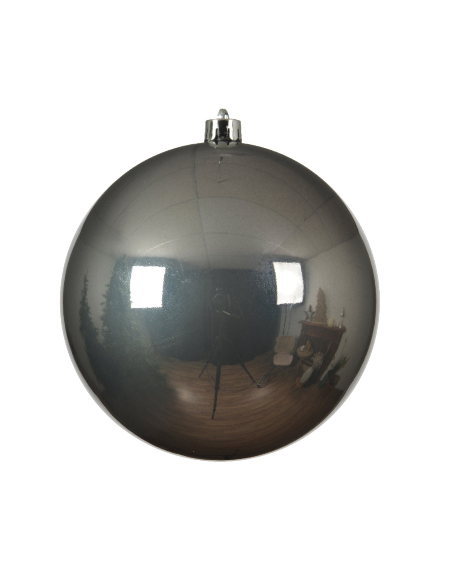 Гигантска лъскава сребърна коледна топка 20 cm