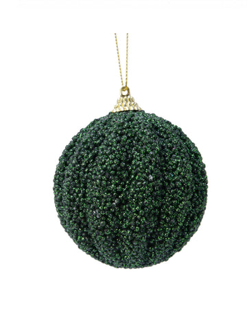 Топка за зелена ела с блясък 8см