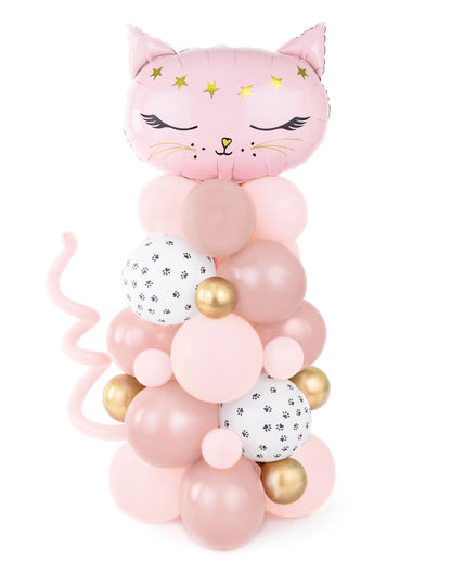 Букет от балони с розова котка 140 x 83 cm Комплект от 62 части