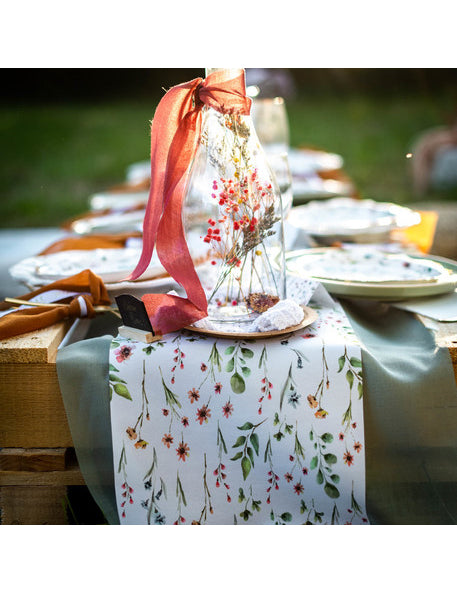 Бутилка с цветни сухи цветя 12 x 32 cm централен елемент