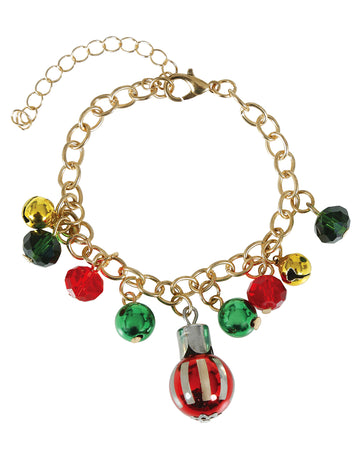 Метална гривна с коледни топки