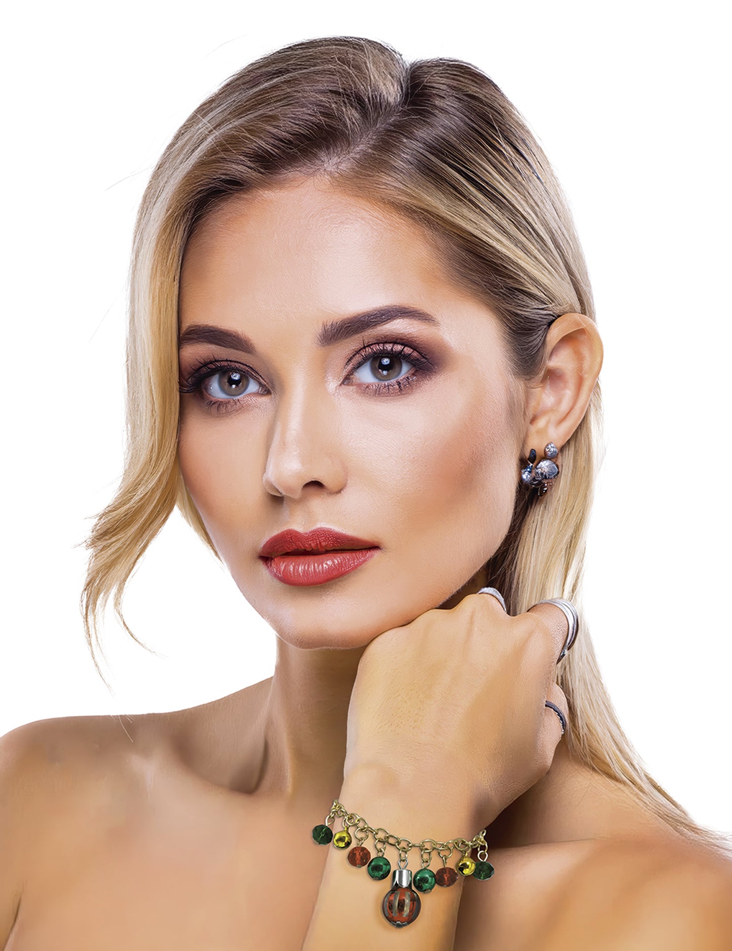 Метална гривна с коледни топки