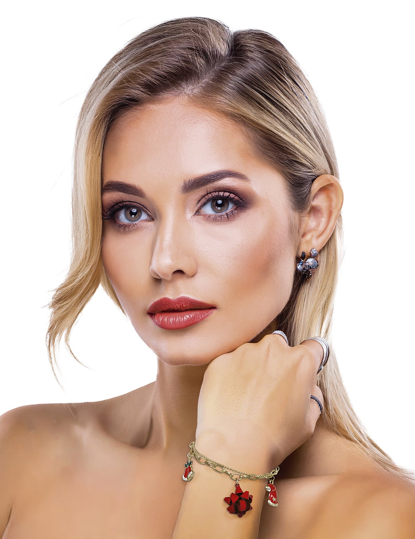 Метална гривна с коледен мотив