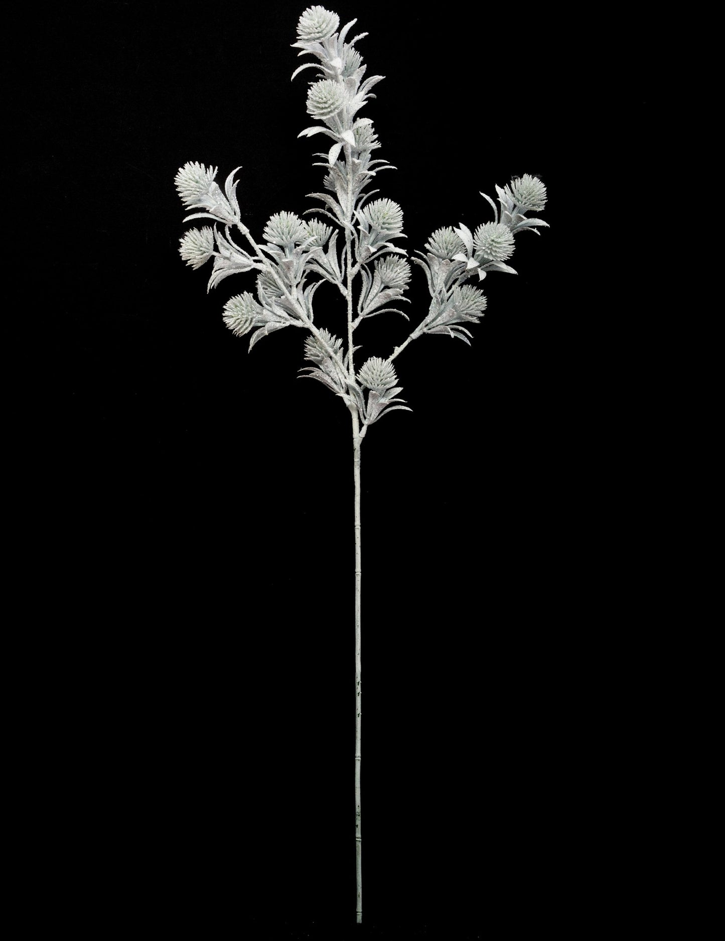 Клонка с бели блестящи цветя 73 cm за Коледа