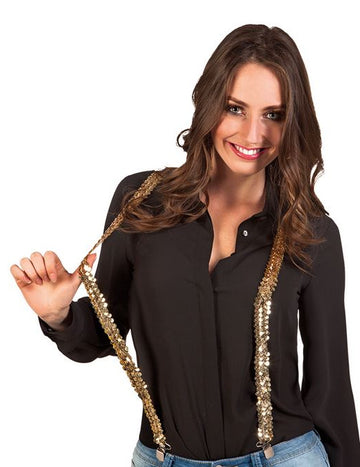 Bretelles dorées pour femme à sequins