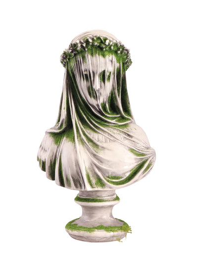 Buste de femme fantôme pour décoration en résine blanc avec mousse verte
