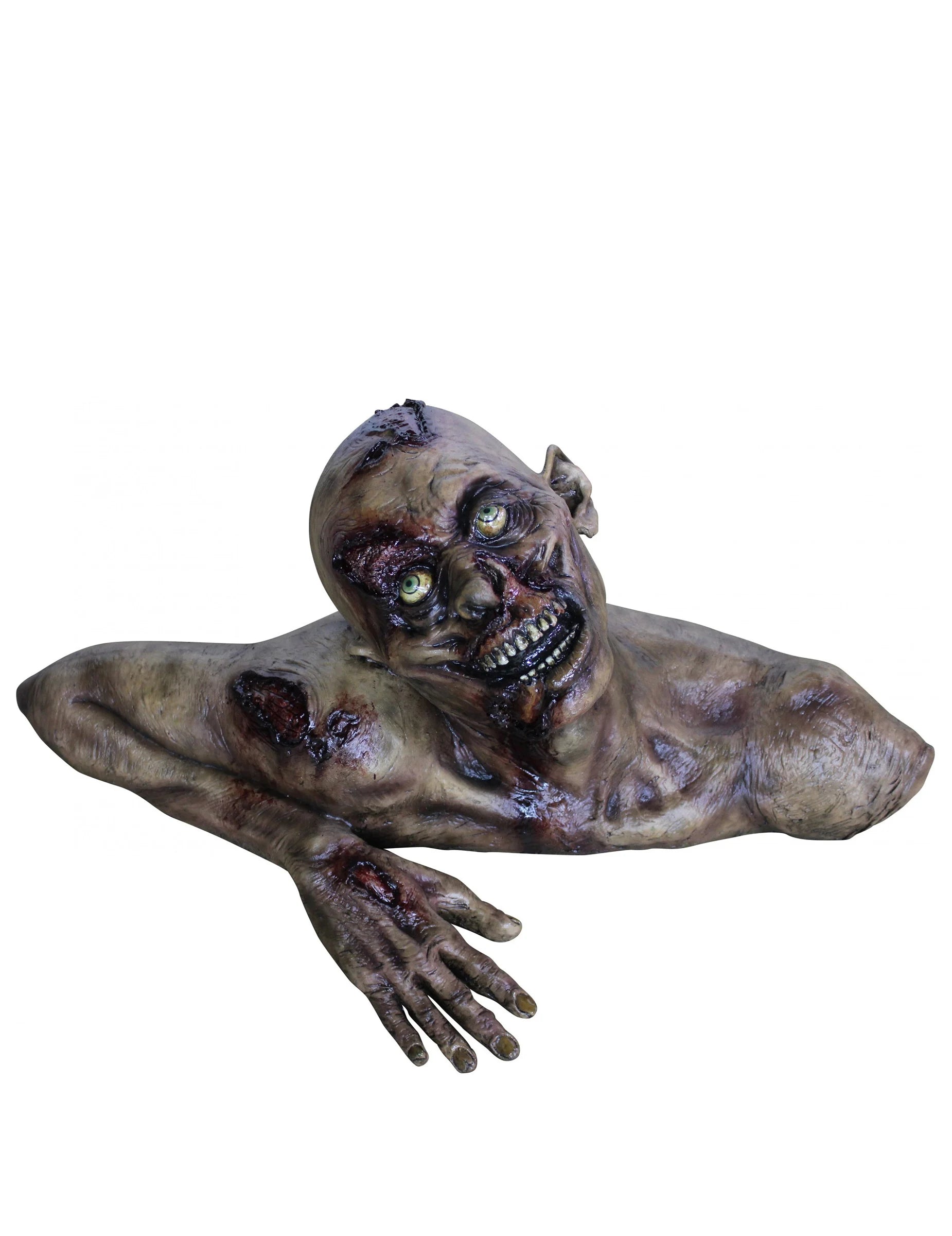 Buste zombie décoratif pour Halloween gris réaliste