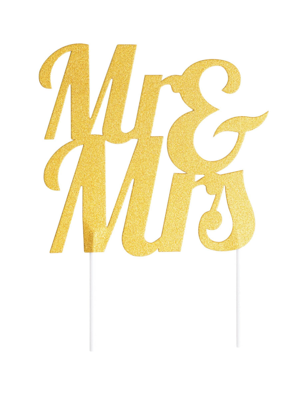 Топер за торта Mr et Mrs за сватба златен с брокат