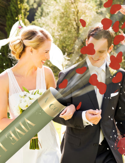 Canon à confettis cœurs rouges 40 cm