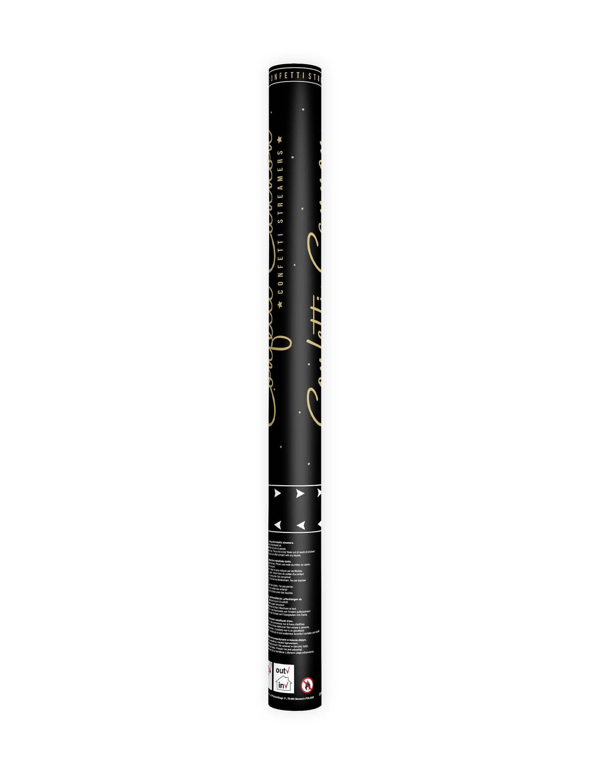 Vue d'ensemble du canon à confettis serpentins pour fête dorés