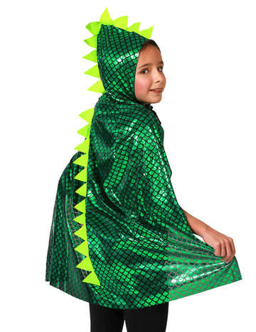 Детска качулка за зелена динозавър