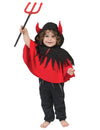 Cape de petit diable pour bébé rouge et noir avec capuche à cornes