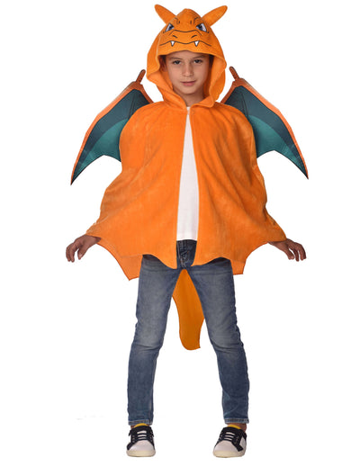 Cape Dracaufeu Pokemon pour enfant orange avec ailes et capuche