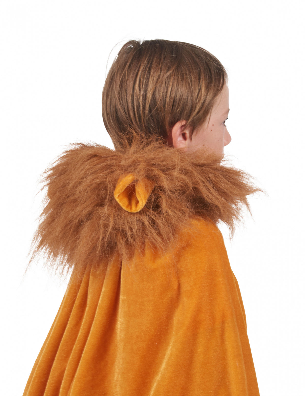 Détail de l'oreille et de la crinière de la cape lion pour enfant