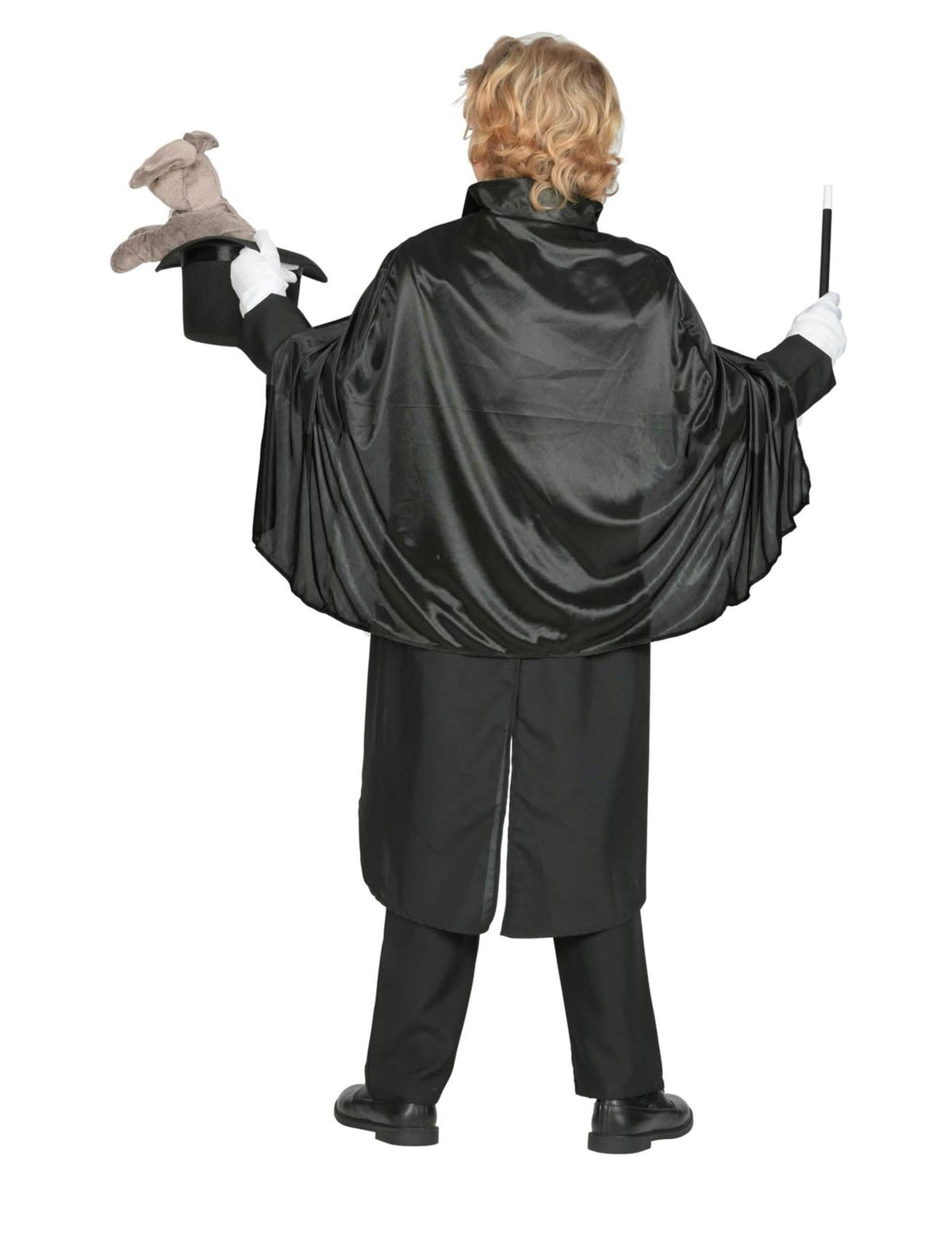 Изглед отзад на черната пелерина за дете
