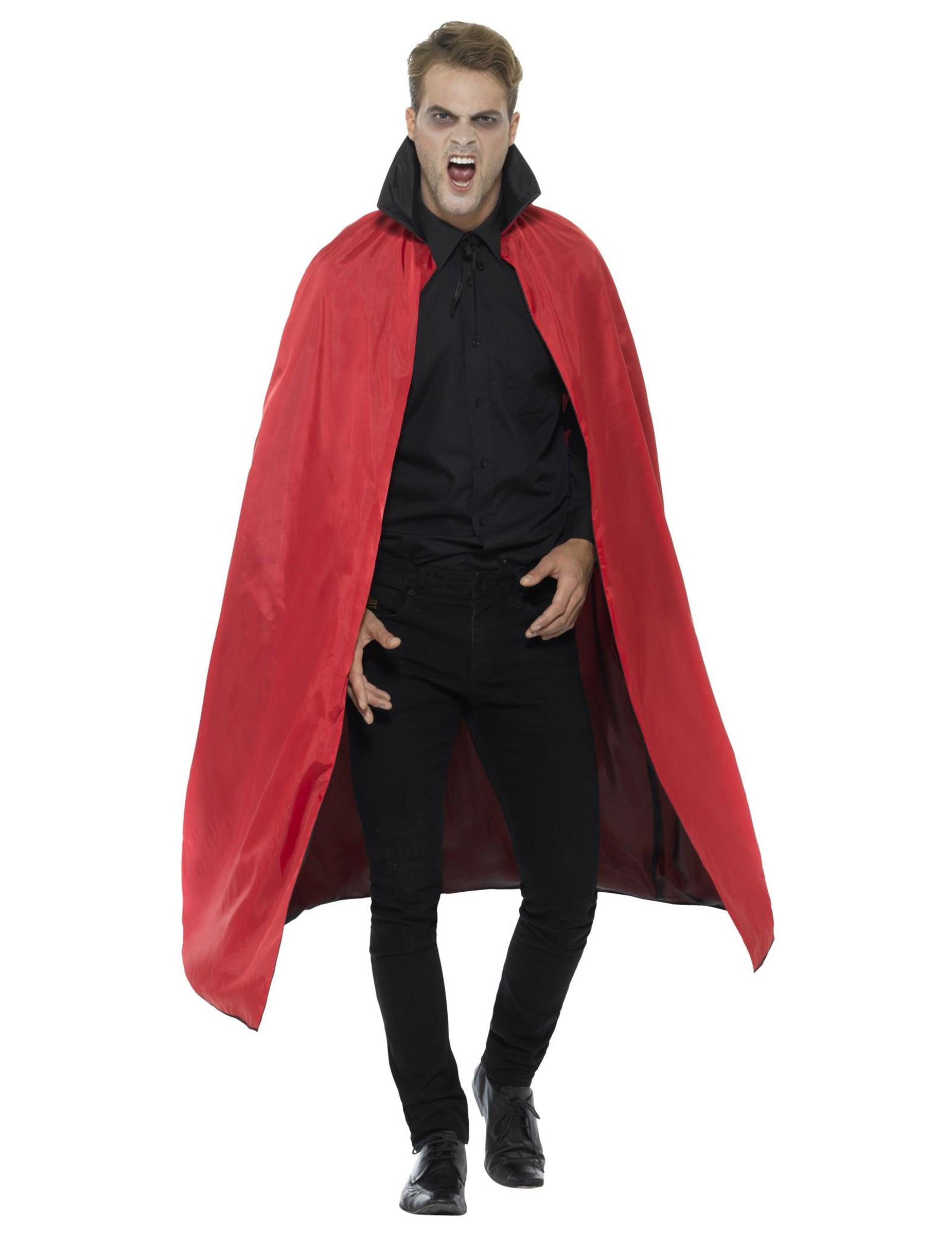 Общ изглед на реверсивното вампирско сатенено наметало за възрастни