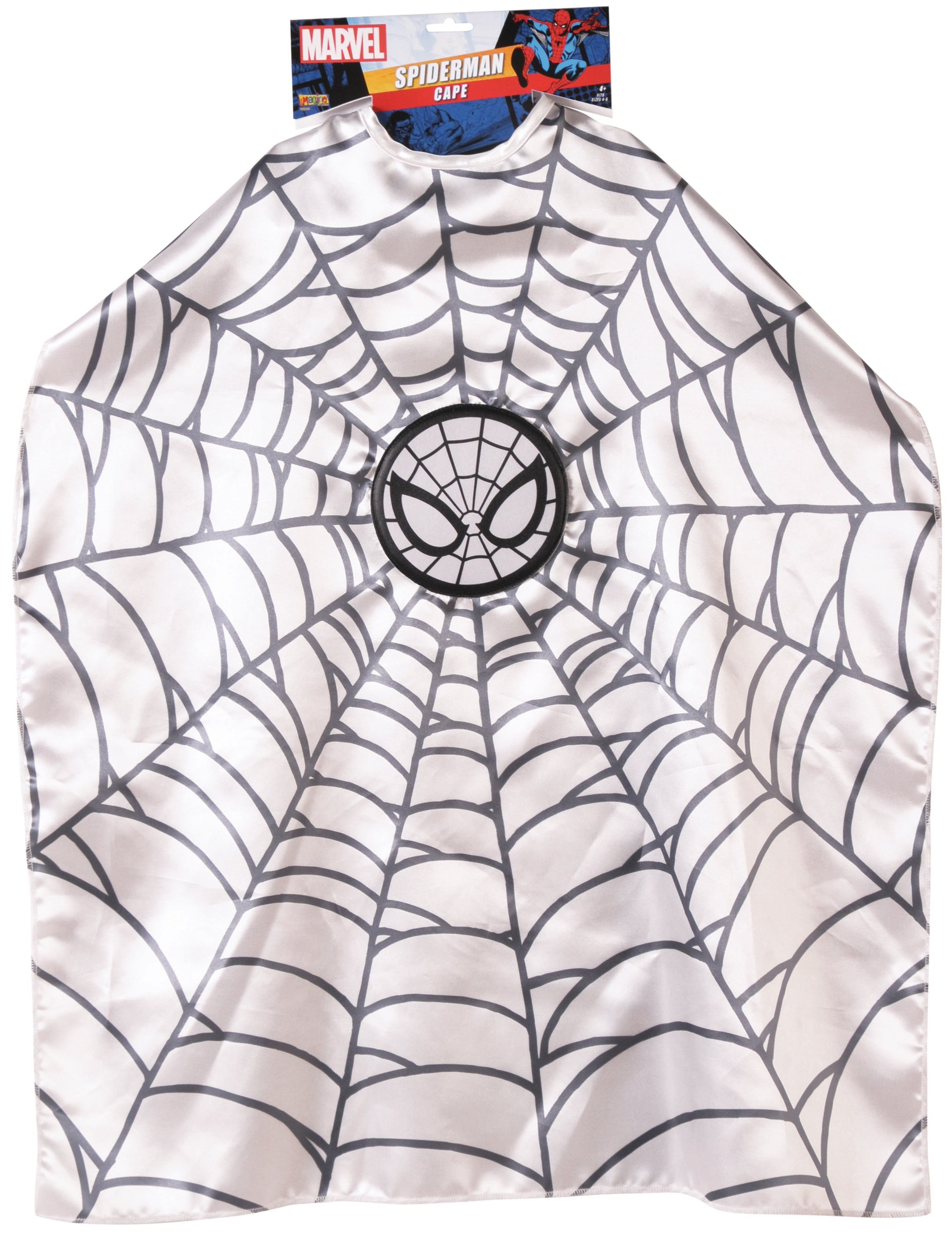 Cape Spiderman pour enfant blanche à motif toile d'araignée