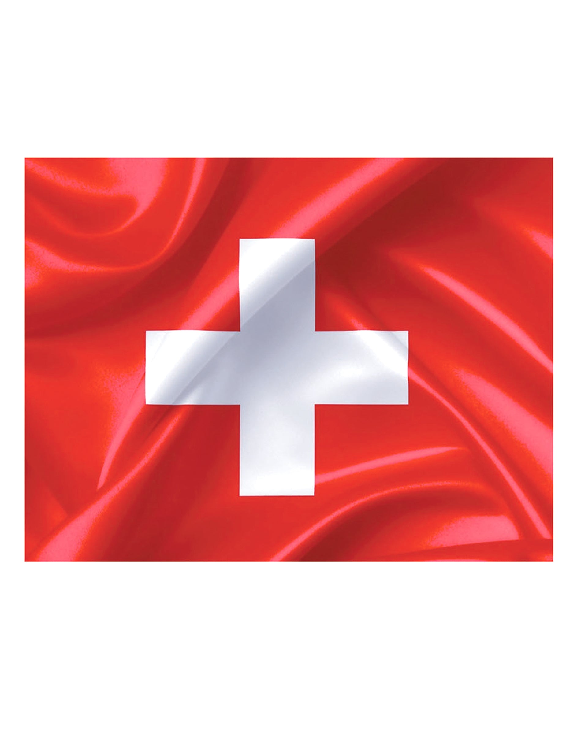 Détail du motif du drapeau de la cape supporter Suisse pour adulte