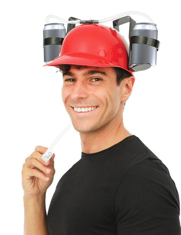 Червен каскет-стойка за кенчета за възрастни