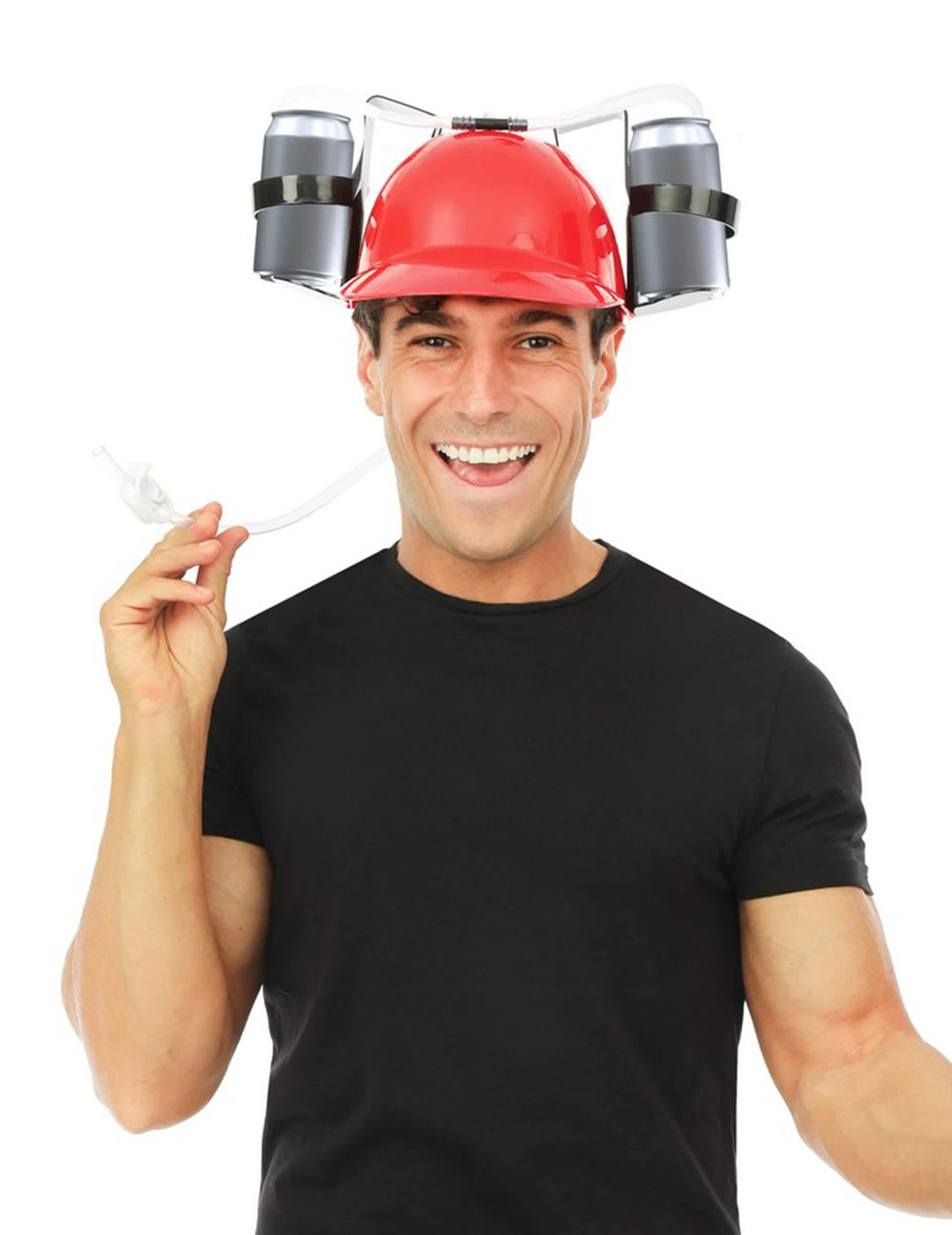Vue de face portée du casque anti-soif pour adulte