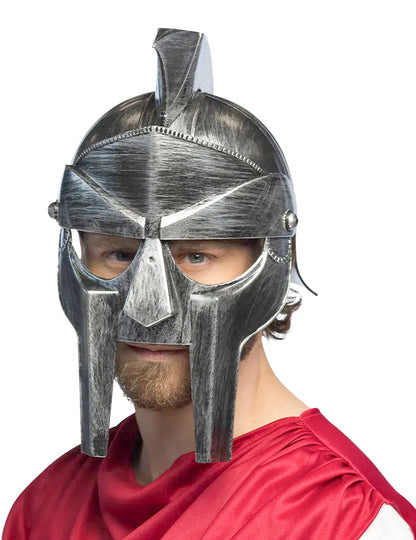 Casque armure gladiateur pour adulte argent vieilli