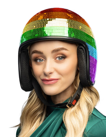 Диско каска с дъгови огледални плочки за възрастни 