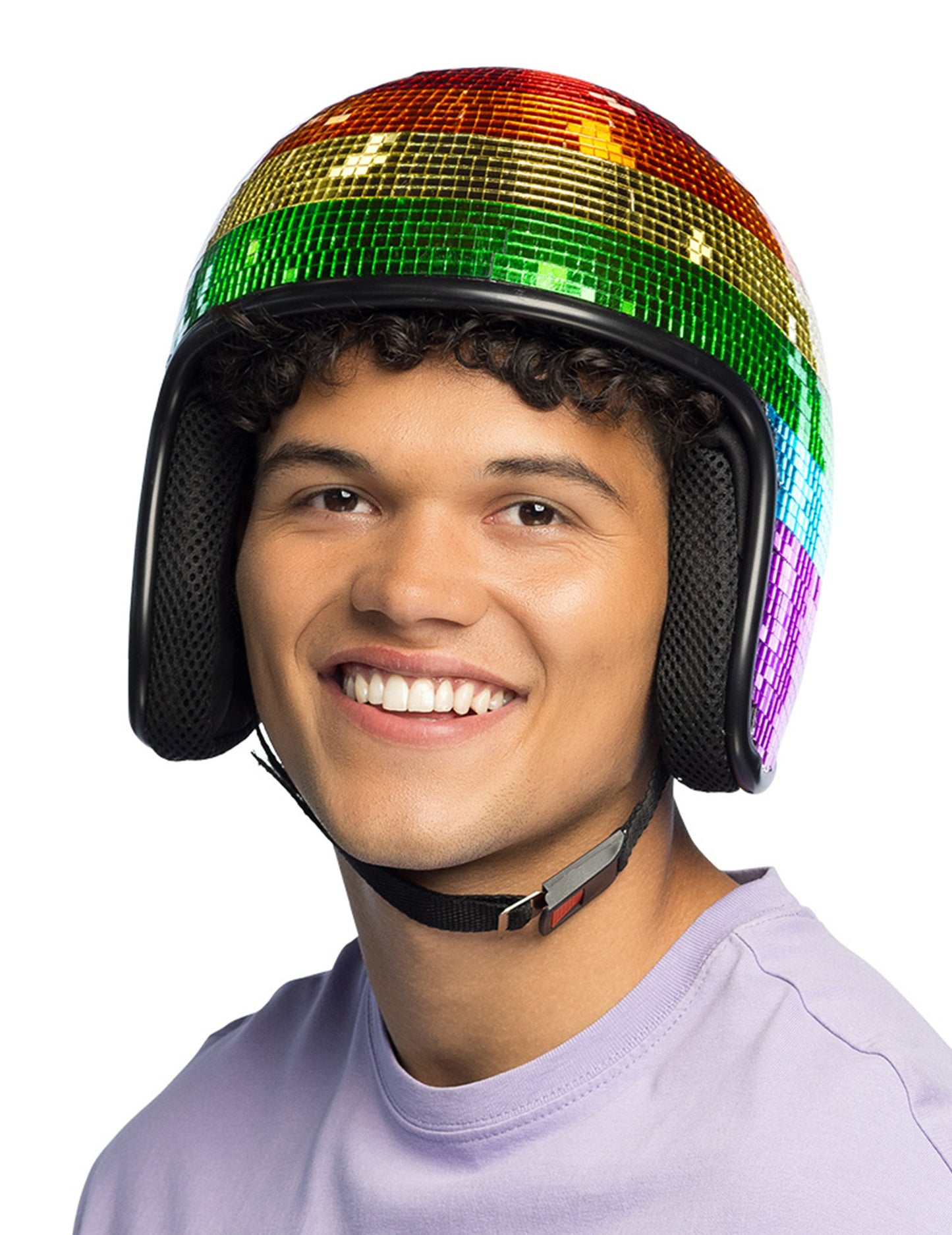 Диско каска с дъгови огледални плочки за възрастни 