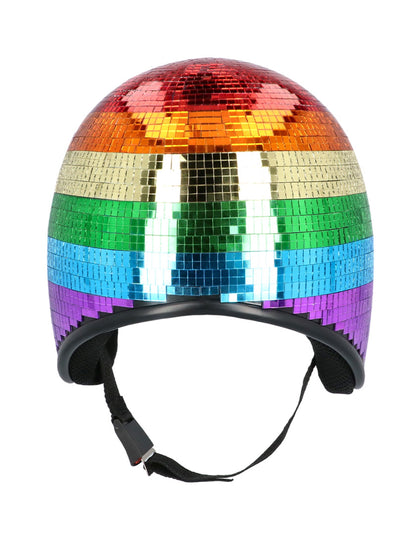 Диско каска с дъгови огледални плочки за възрастни 