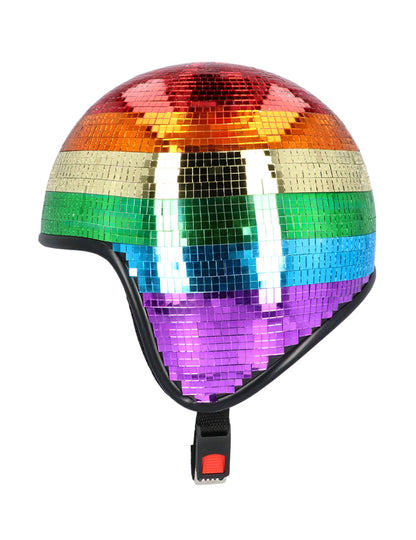 Диско каска с дъгови огледални плочки за възрастни 